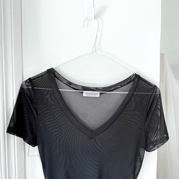 FASHION NOVA mesh bodysuit black tulle 2010s core [ M ] - Picture 3 of 4